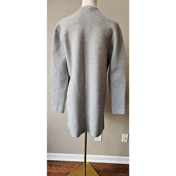 Theory Women's Gray Solid Wool Long Sleeve Open Front Sweater Coat Size Small - Picture 2 of 10